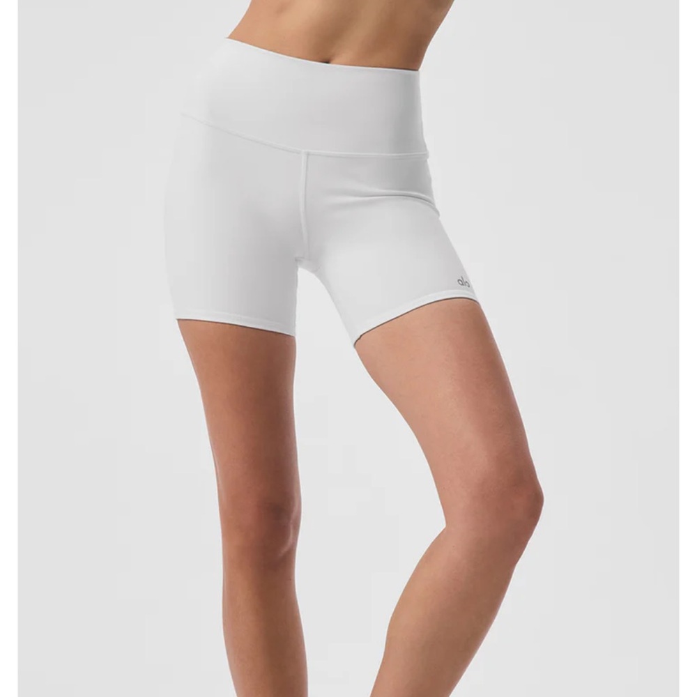 ALO Yoga White Bike Shorts for Active Comfort